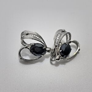 Sorrento Sterling Hermatite Filagree Clip On Earrings